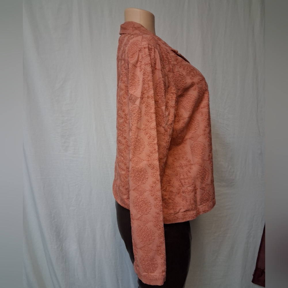 KEREN hart  Vintage Coral Textured Blouse Size M - Picture 6 of 16